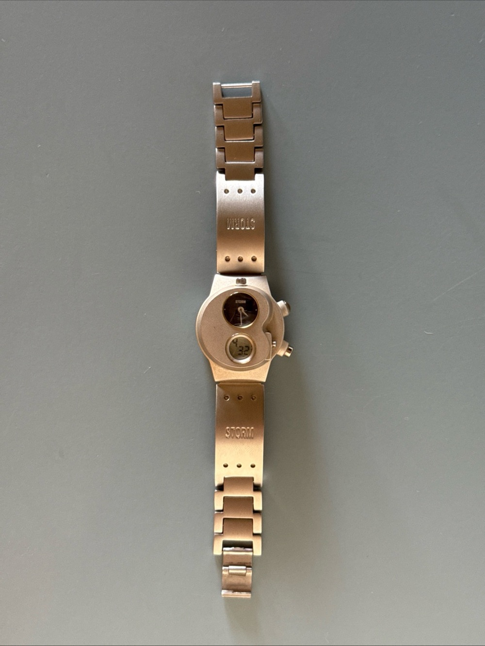 Retro Storm Men's Trekker Silver Dual-Time Stainless Steel Watch